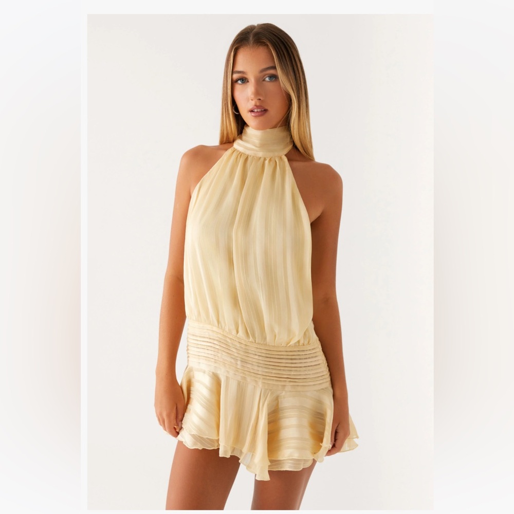 Peppermayo Yellow Willow Chiffon Halter Dress